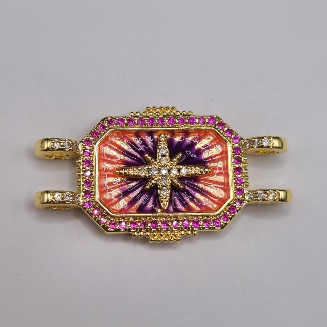 CIRCON CONECTOR RECTANGULAR ESTRELLA FUCSIA CON MORADO