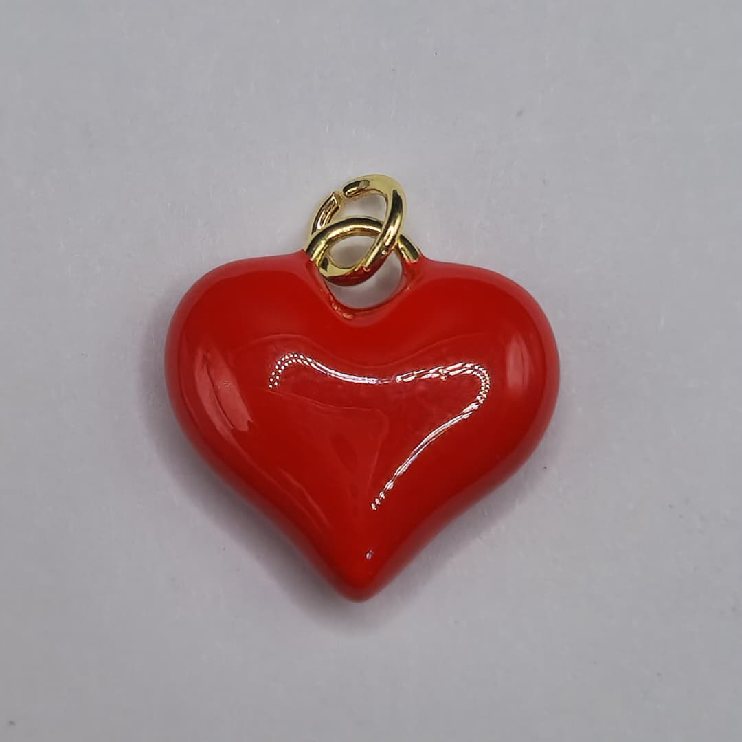 ORO CHINO DIJE CORAZON ROJO 16X16