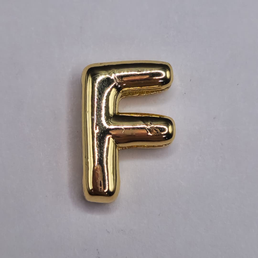 ORO CHINO PASADOR LETRA F 12X16MM