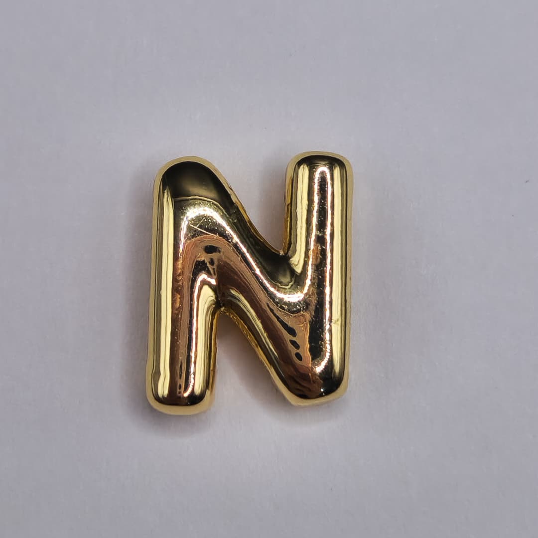 ORO CHINO PASADOR LETRA N 12X16MM