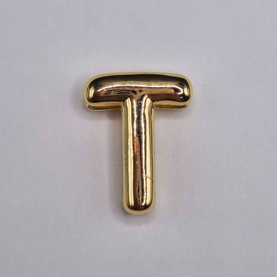 ORO CHINO PASADOR LETRA T 12X16MM