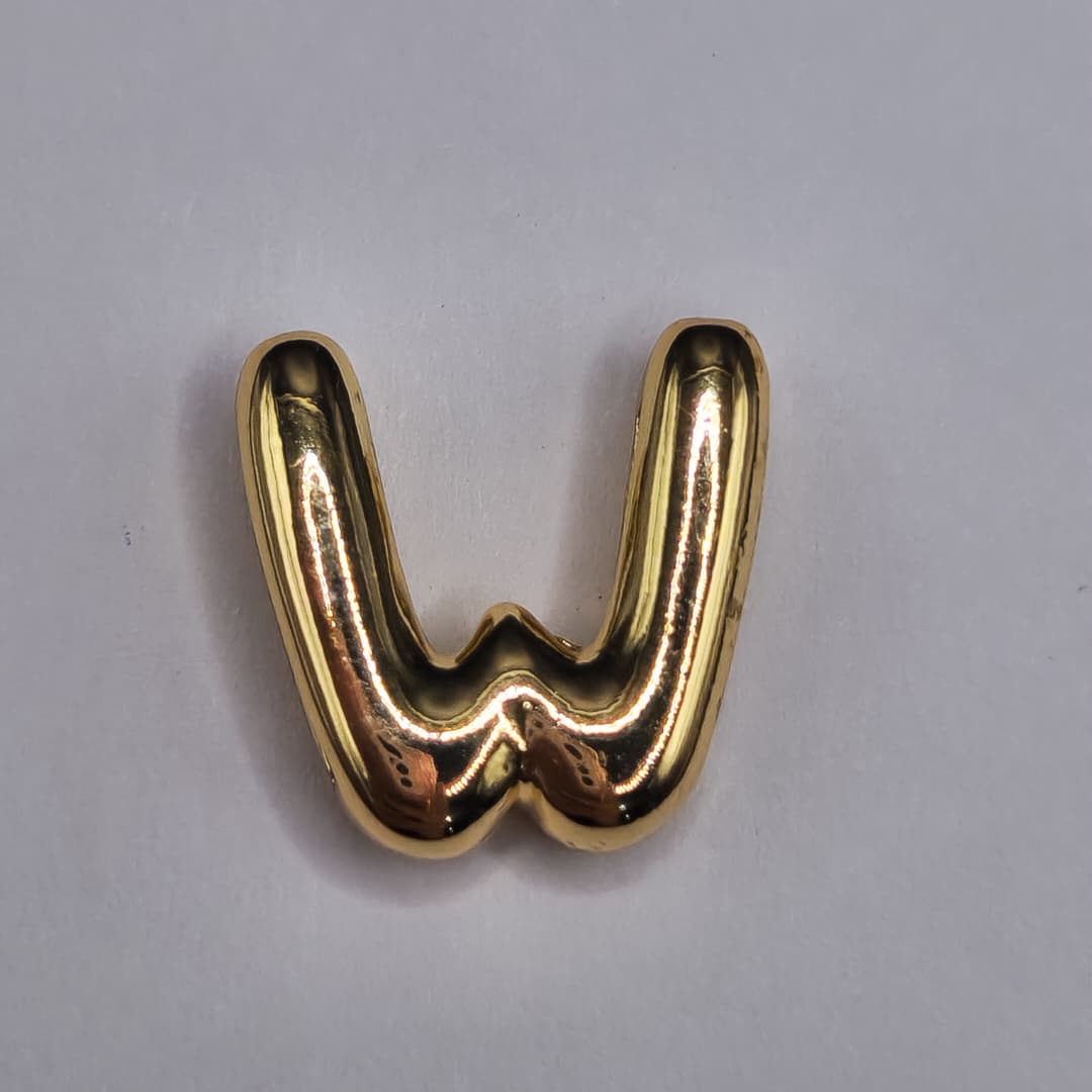 ORO CHINO PASADOR LETRA W 12X16MM