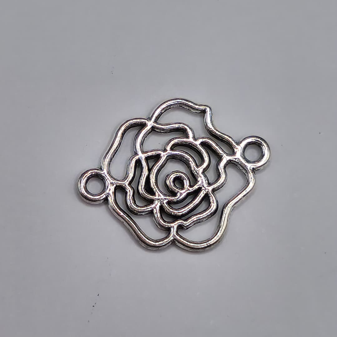 SILVER CONECTOR ROSA 13X16MM