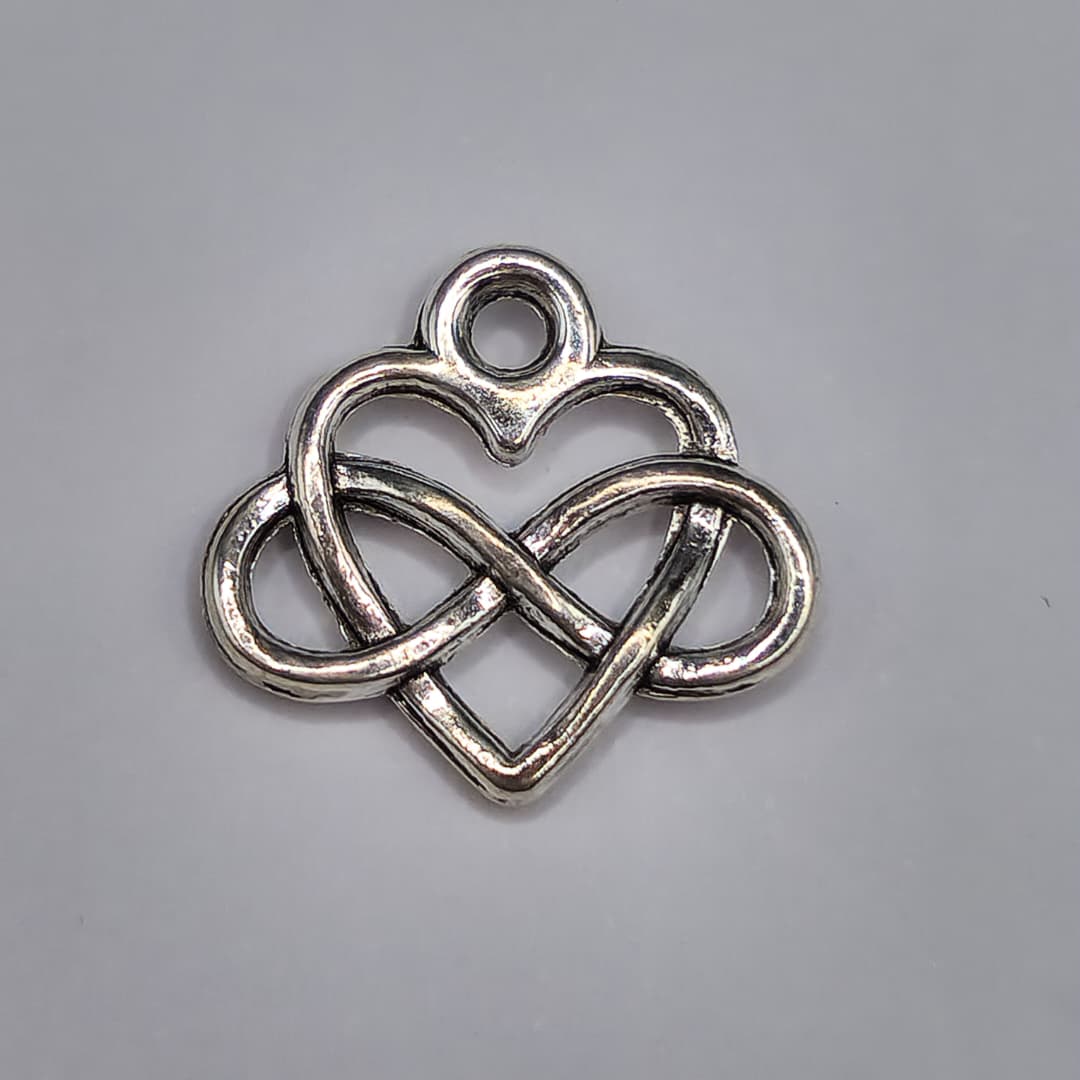 SILVER DIJE DE CORAZON CON INFINITO 14X15MM