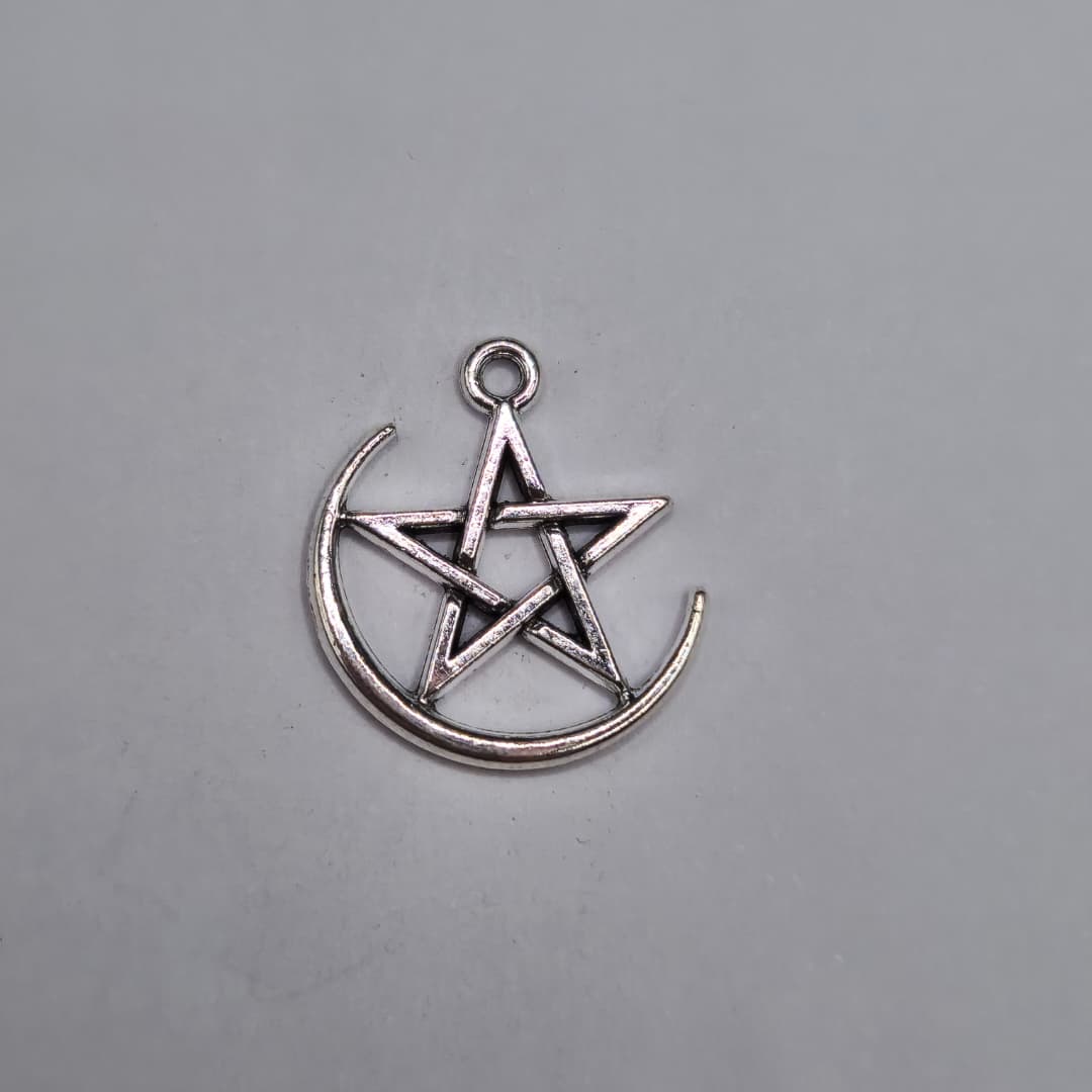 SILVER DIJE DE ESTRELLA CON LUNA 17X19MM