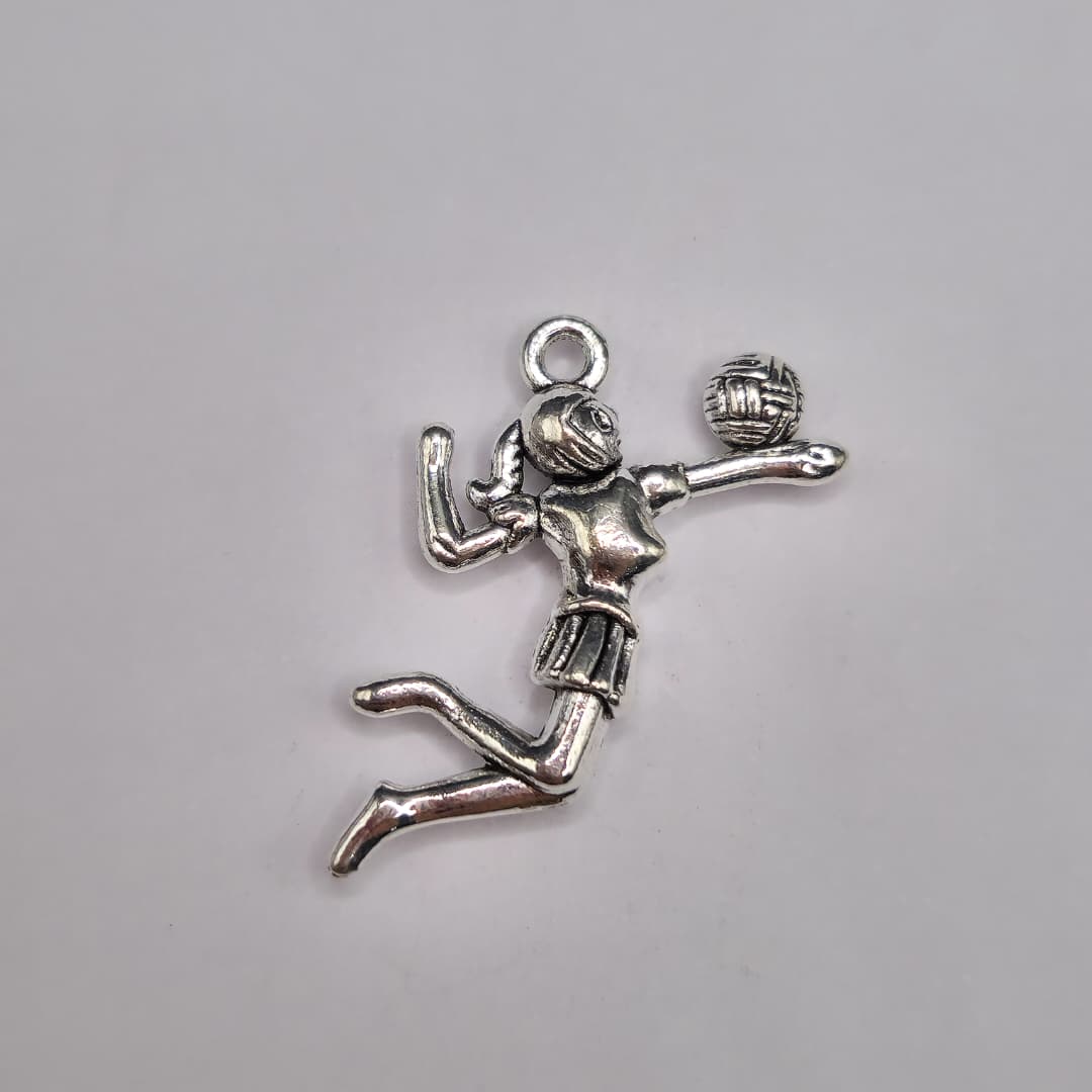 SILVER DIJE DE NIñA JUGANDO VOLEIBOL 25X30MM