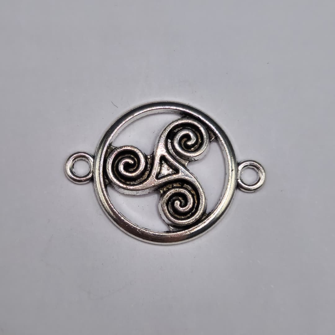 SILVER CONECTOR CIRCULAR CON ESPIRAL EN MEDIO 20X28MM