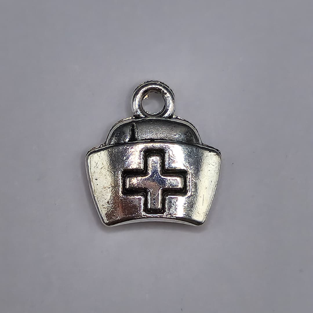 SILVER DIJE DE GORRO DE ENFERMERA 12X16MM