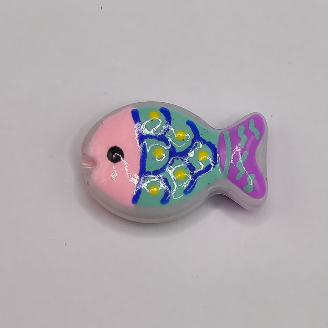 MURANO PASADOR PEZ ROSADO/TURQUESA/MORADO