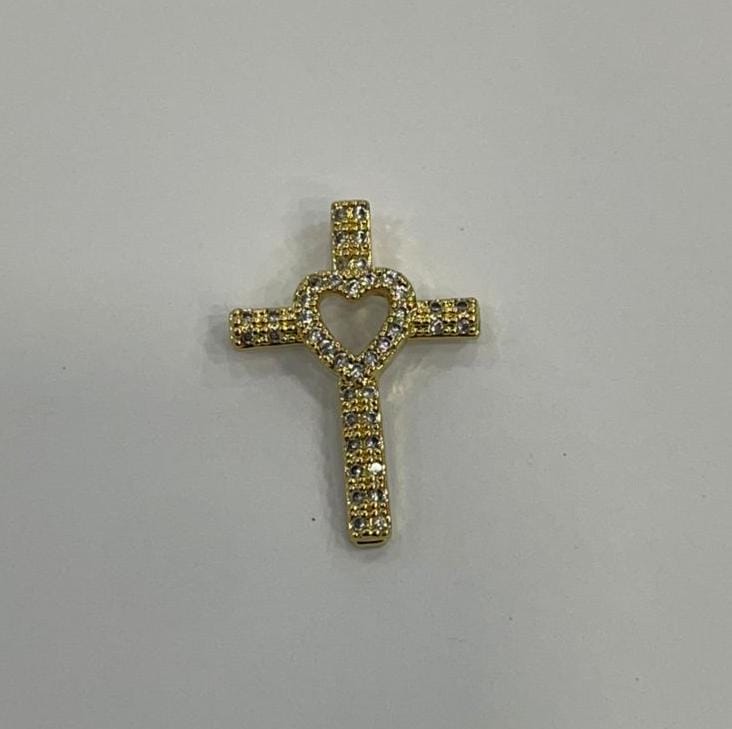 DIJE CIRCON CRUZ CON CORAZON (CIRCONES BLANCOS)