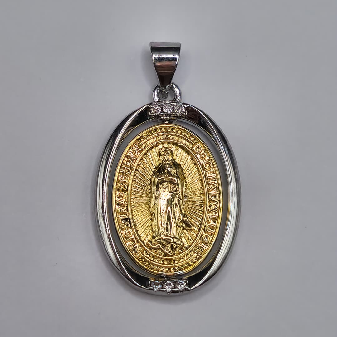 CIRCON MEDALLA OVALADA VIRGEN DE GUADALUPE DORADO CON PLATEADO