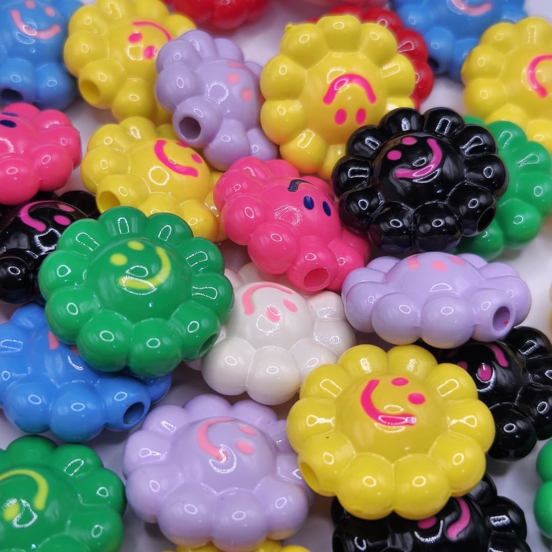 BOLSA 3 UND FLORES DE COLORES CON CARITA FELIZ