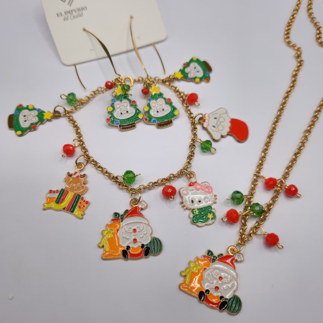 SET DE COLLAR, PULSERA Y ZARCILLOS NAVIDEÑOS