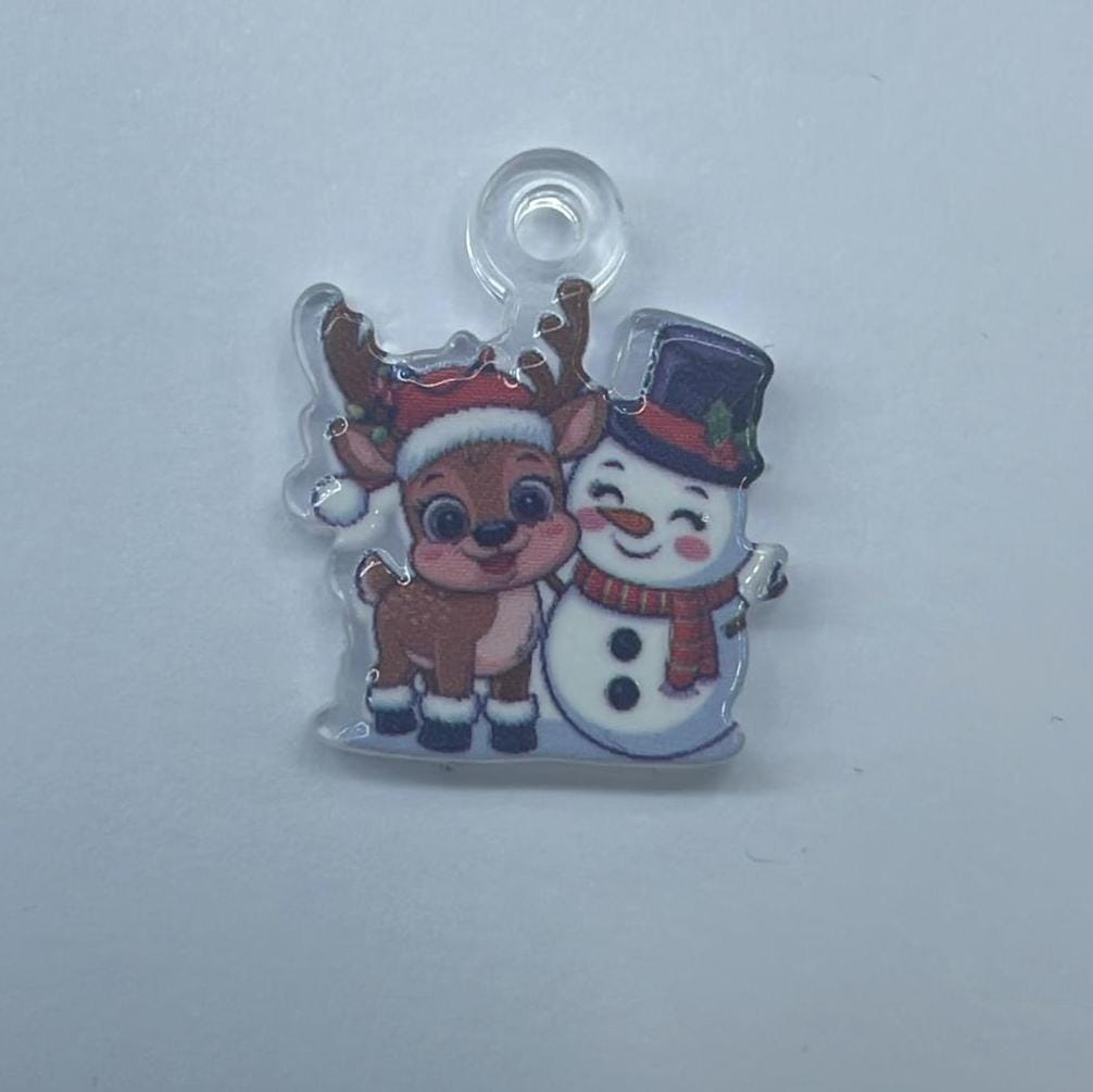 RESINA DE NAVIDAD RENO Y MUÑECO DE NIEVE