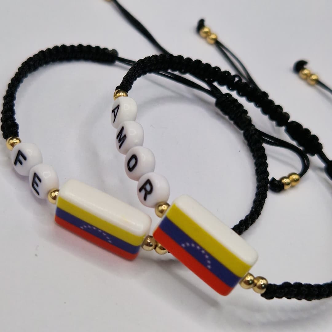 PULSERAS CON BANDERA DE VENEZUELA Y FRASE