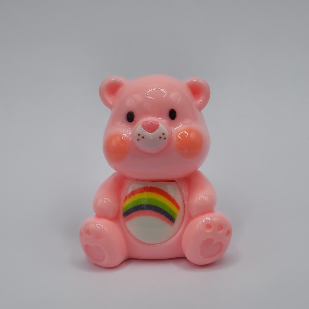 BOLSA 1 UND OSITO CARIÑOSITO ROSADO CLARO CON ARCOIRIS EN LA PANCITA