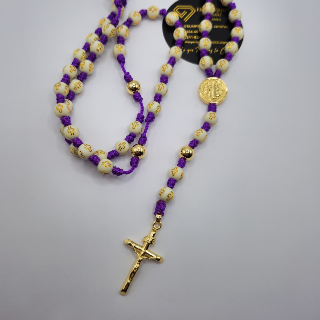 ROSARIO DE TERLENCA CON ESFERA DE CRUZ, Y CRUZ LAMINADA