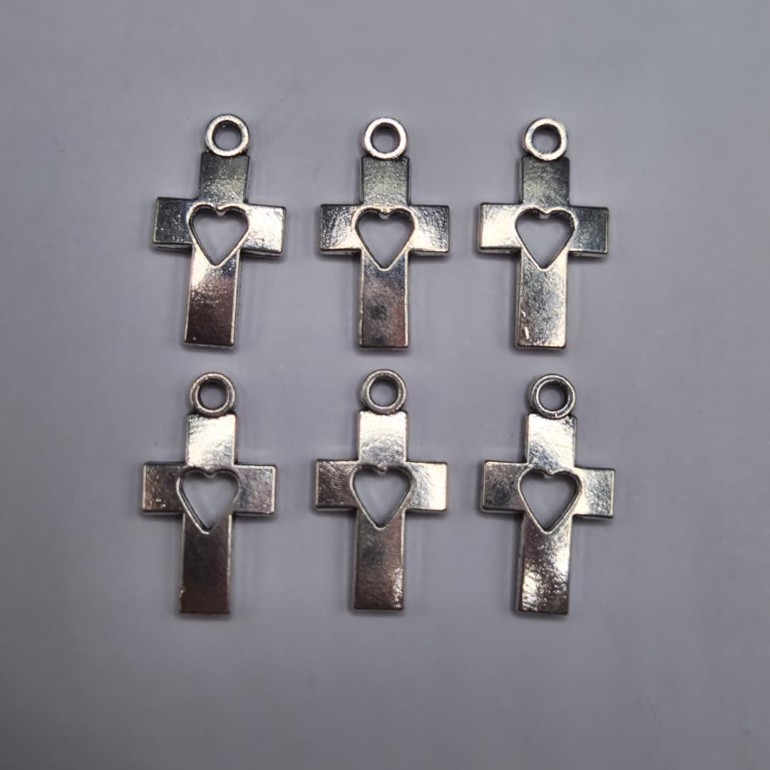 BOLSA SILVER 6 UND CRUZ CON CORAZON HUECA