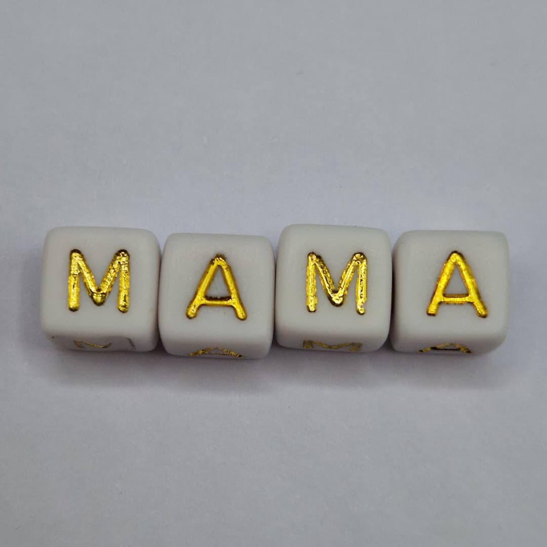 BOLSA ACRILICO 2 JUEGOS DE MAMA LETRAS CUBO DORADA