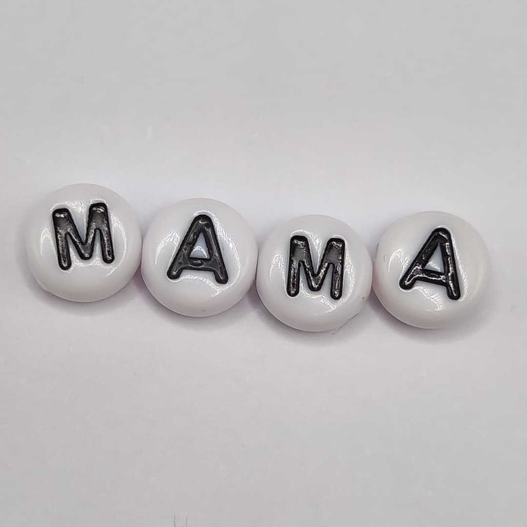 BOLSA ACRILICO 4 JUEGOS DE MAMA LETRAS NEGRO