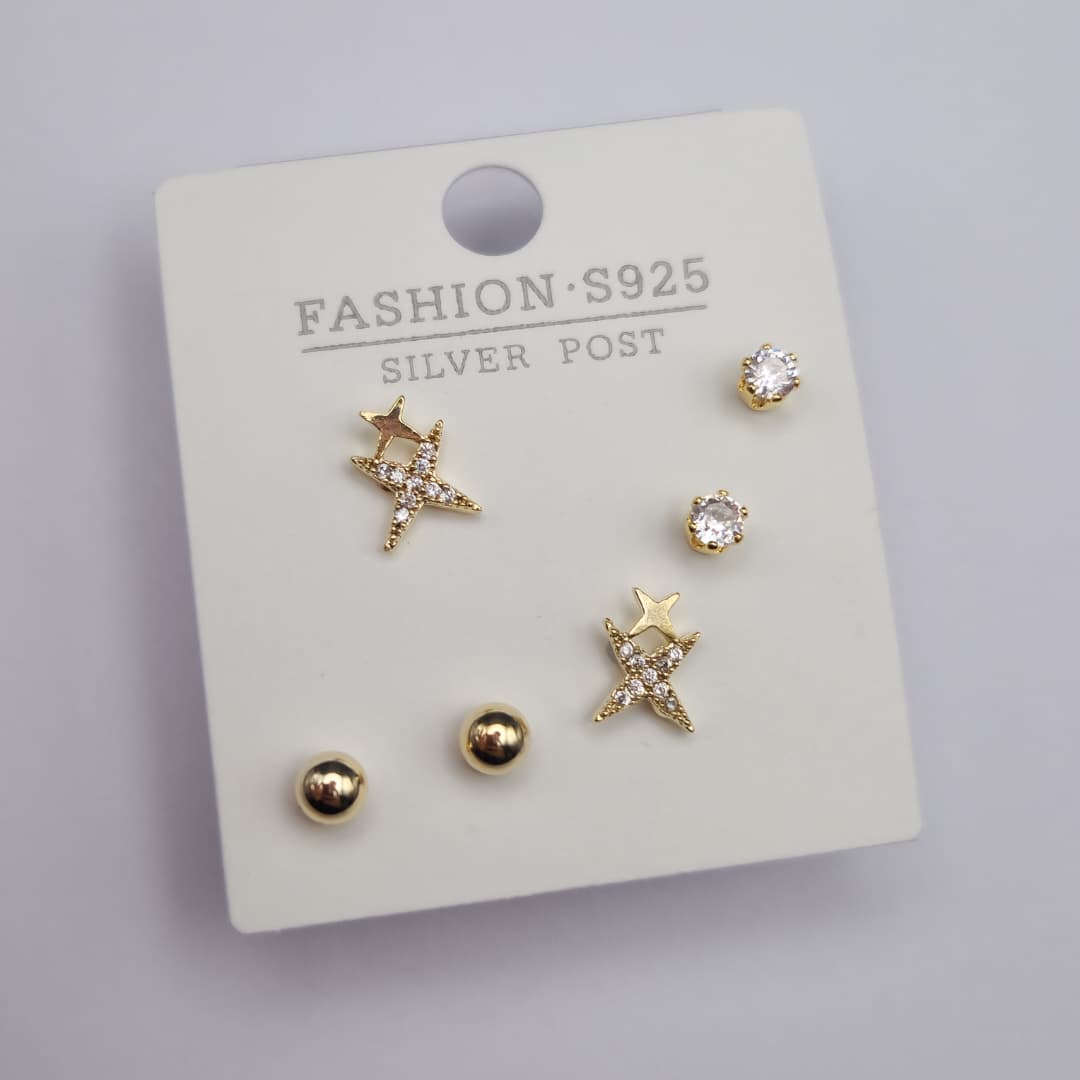 SET DE ZARCILLO DE 3 PIEZAS ESTRELLA DE 4 PUNTAS