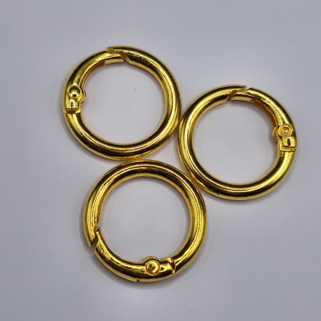 BOLSA 3 UND ARO PARA LLAVERO 25MM DORADO