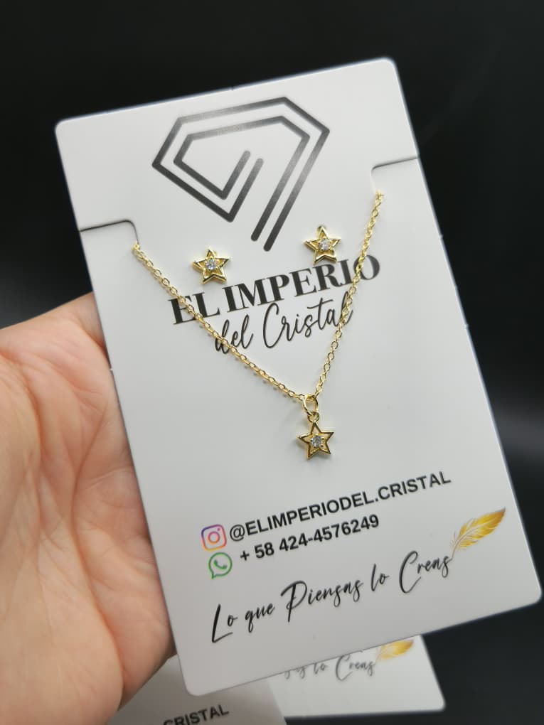 SET DE ZARCILLO Y COLLAR ESTRELLA CON PUNTO DE LUZ