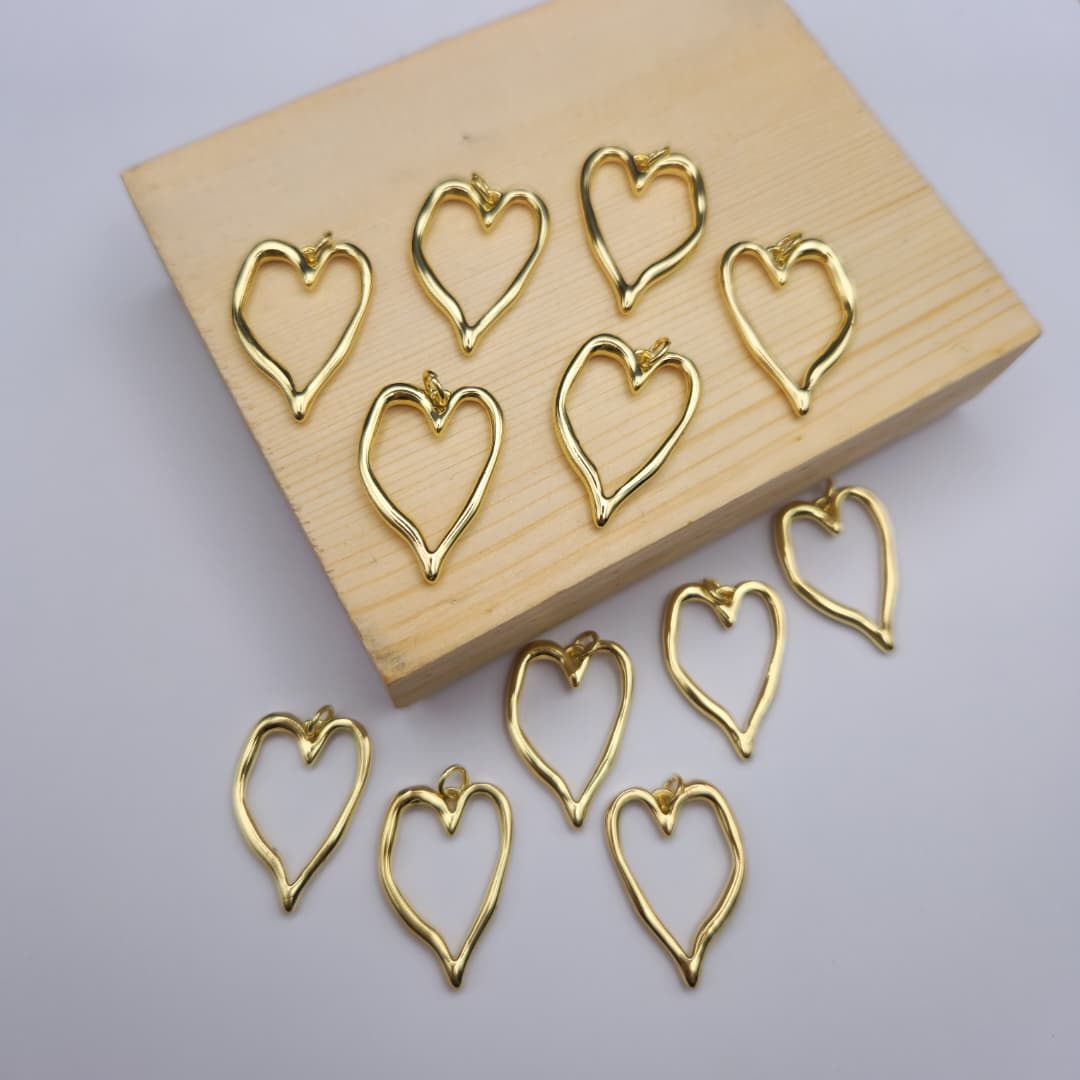ORO CHINO DIJE CORAZON CALADO 4