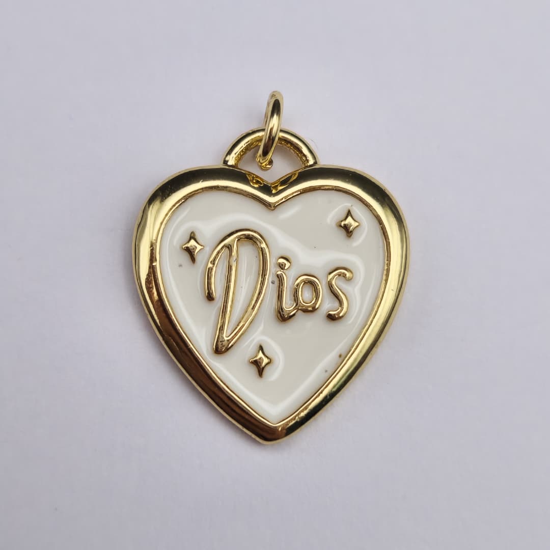 ORO CHINO CORAZON DIOS BLANCO 17X20MM