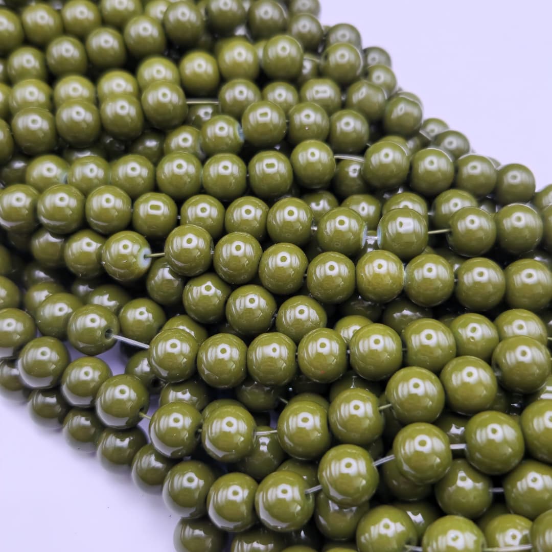 ESFERAS GLASS 10MM VERDE MILITAR