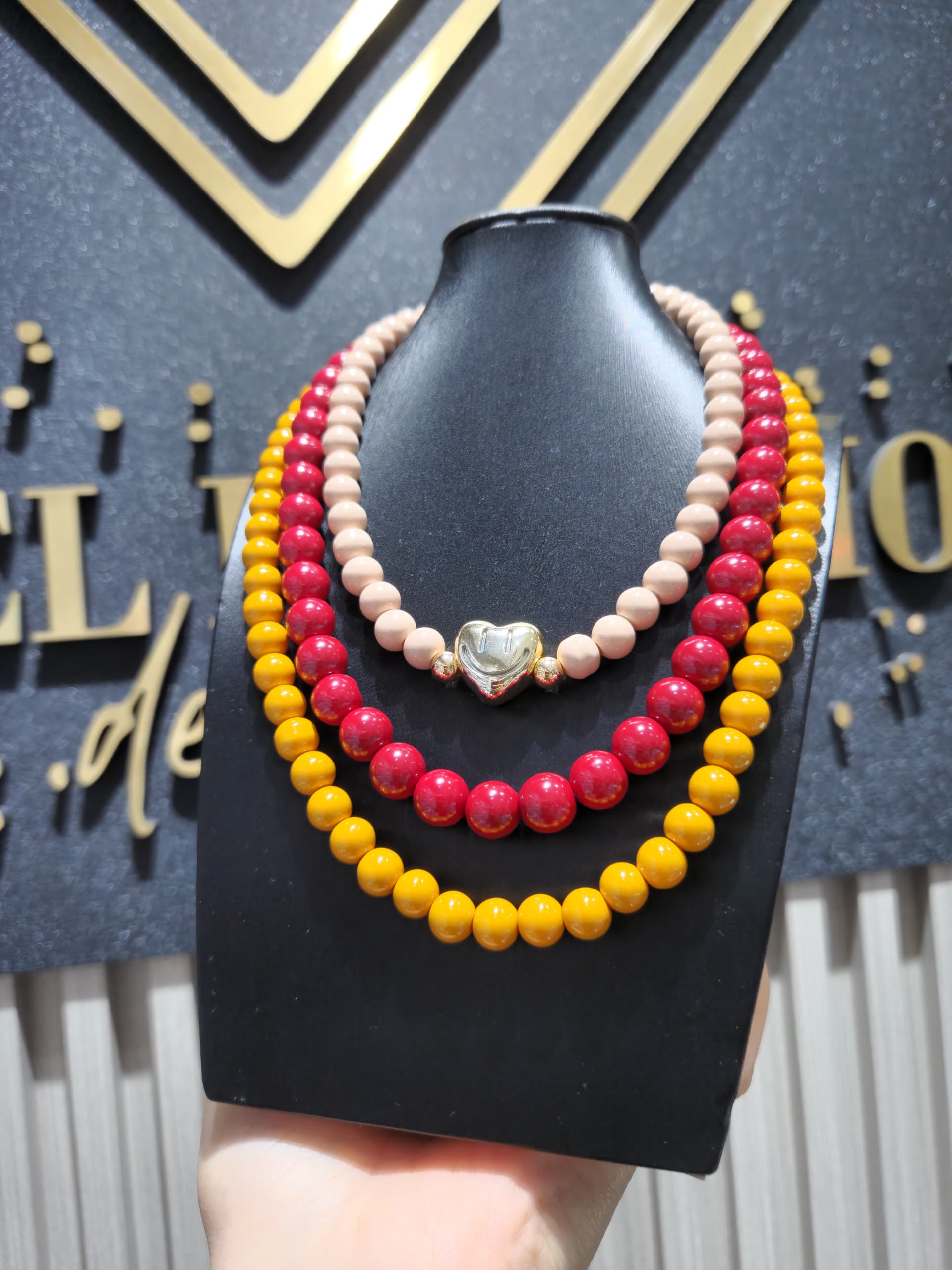 SET 3 COLLARES ESFERAS GLASS