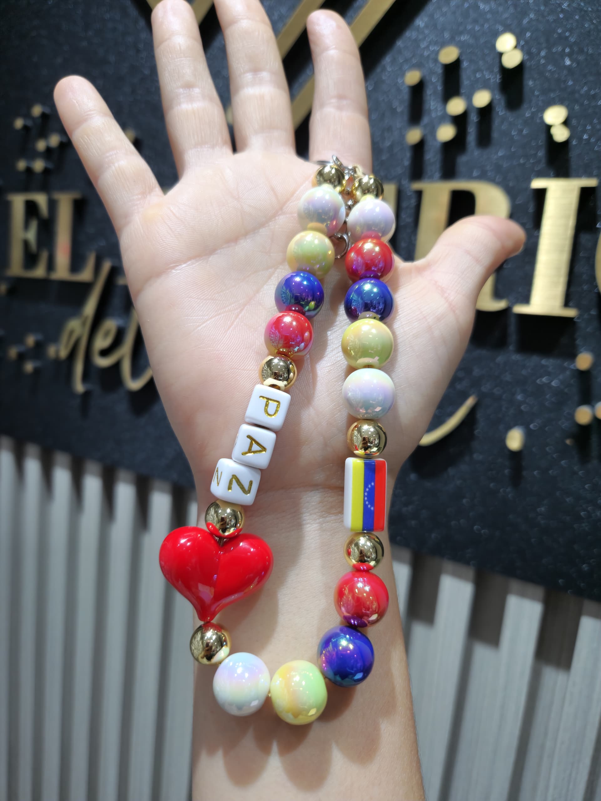 LLAVERO DE VENEZUELA TIPO PULSERA CON FRASES