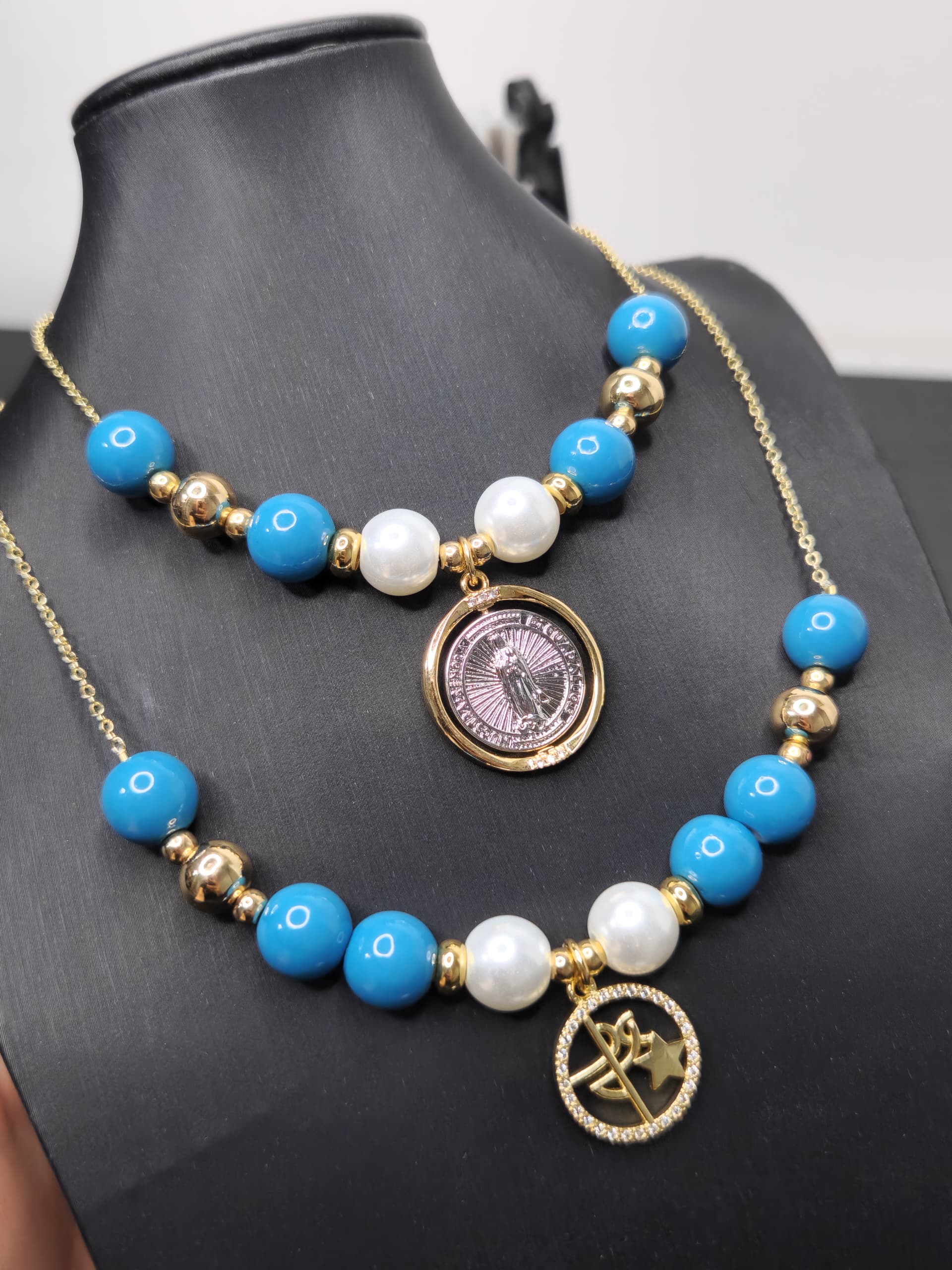 CADENA DE ESLABON PEQ CON ESFERAS GLASS