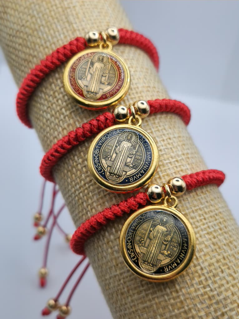 PULSERA PIEL DE SERPIENTE CON MEDALLA DE SAN BENITO