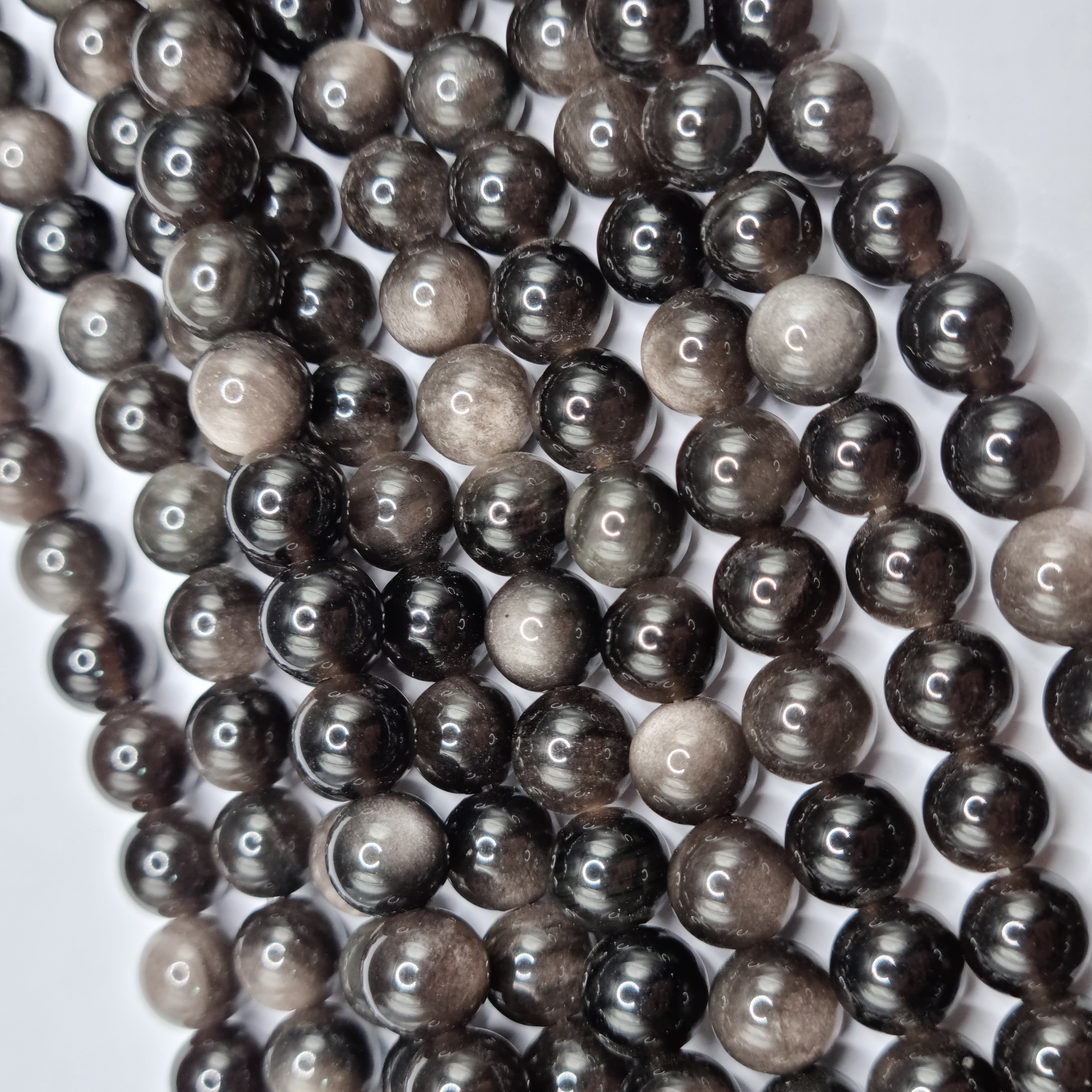 PIEDRA 8MM OBSIDIANA PLATEADA