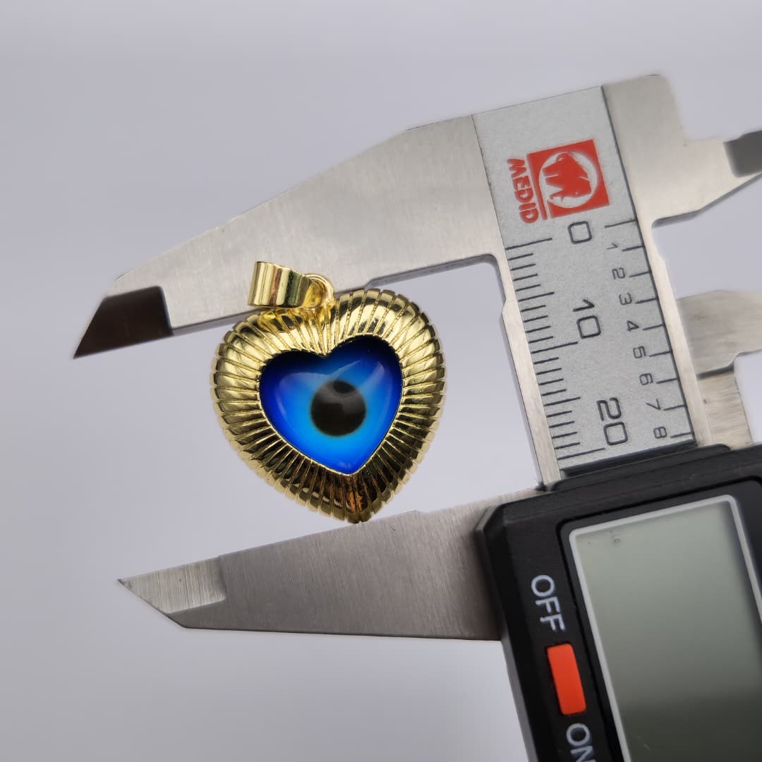 OJO TURCO DORADO DE CORAZON CON AZUL 22MM 3