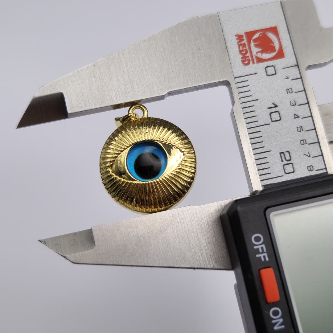 ORO CHINO OJO TURCO DORADO CON AZUL 18MM 3