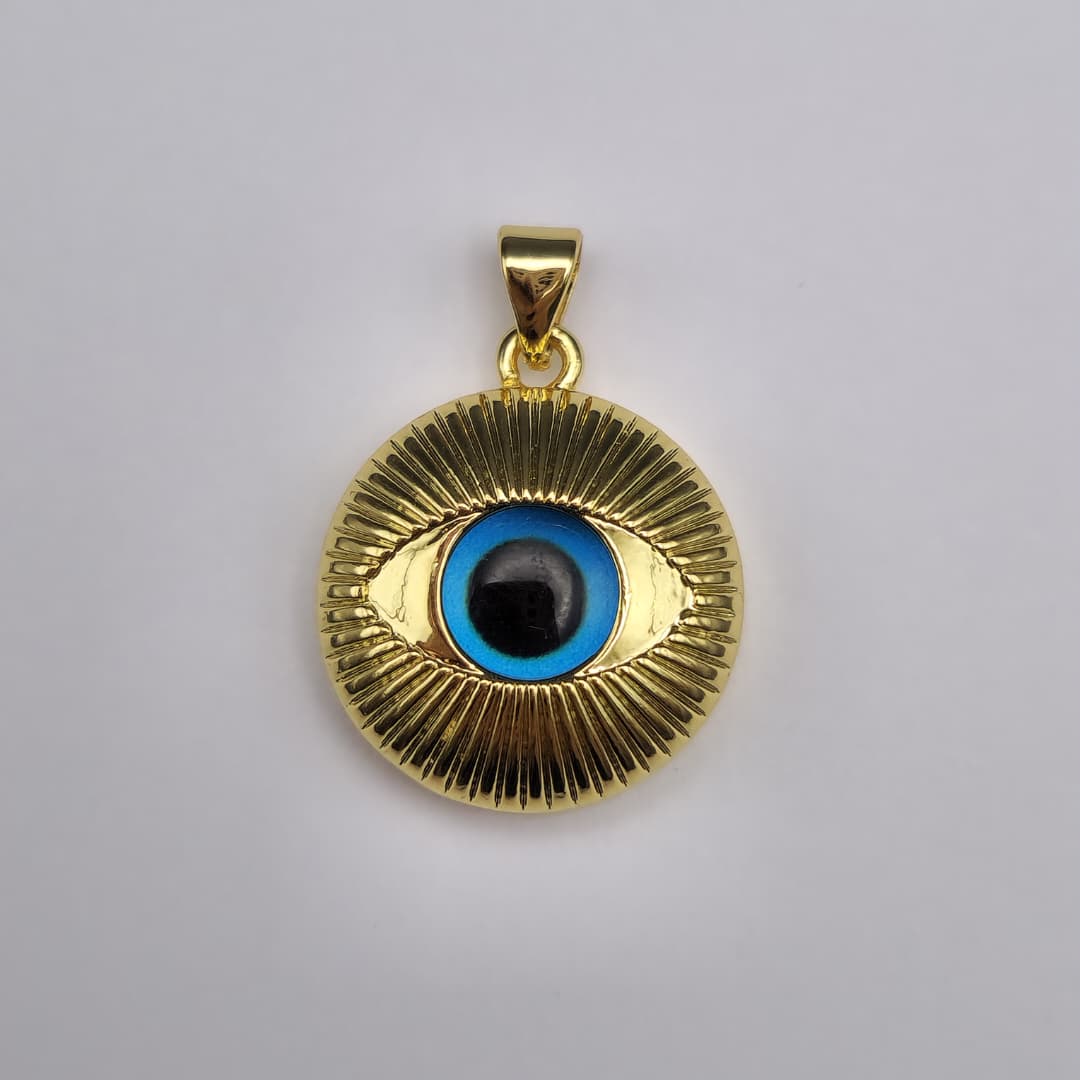 ORO CHINO OJO TURCO DORADO CON AZUL 18MM