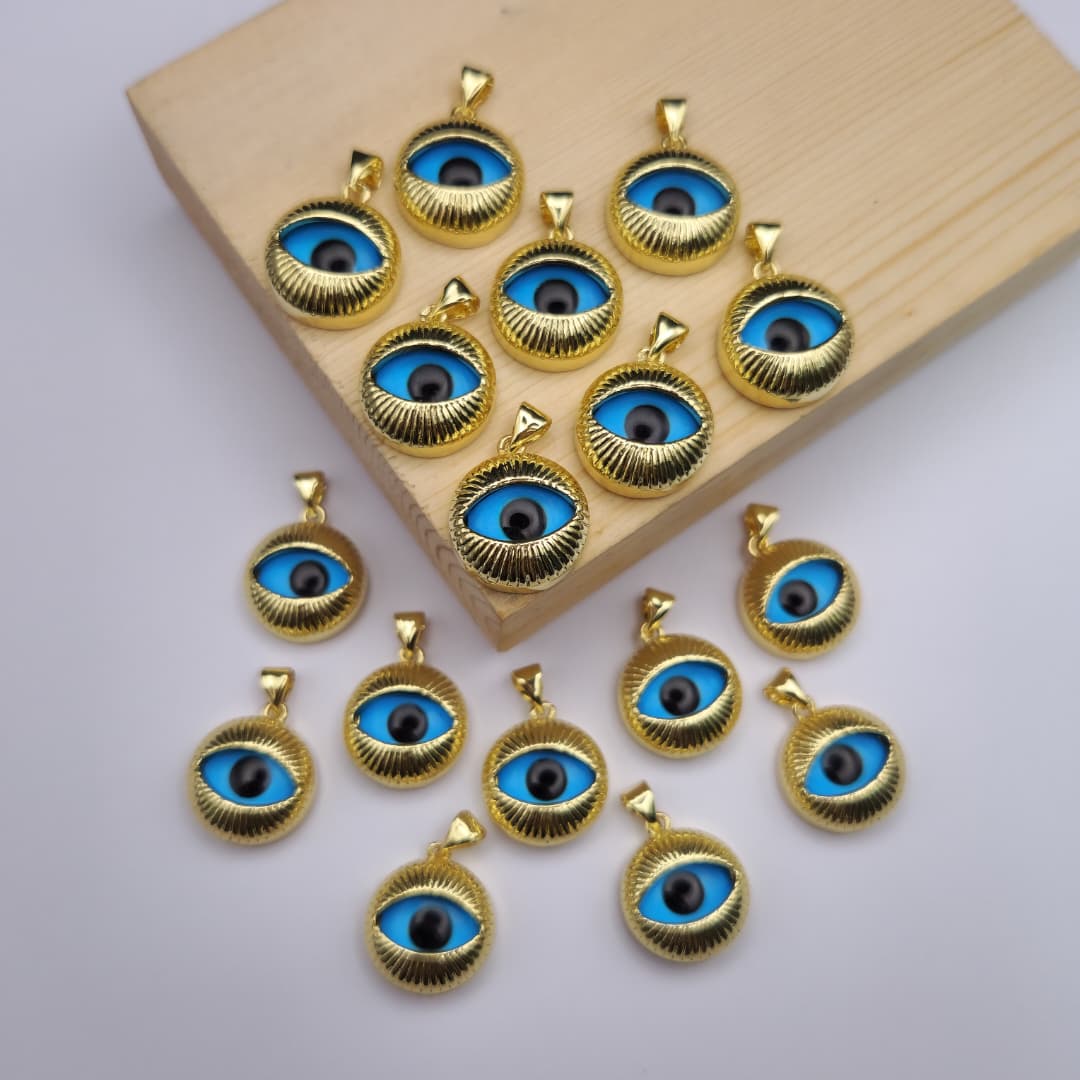 OJO TURCO DORADO DE CON AZUL 15,5MM 4