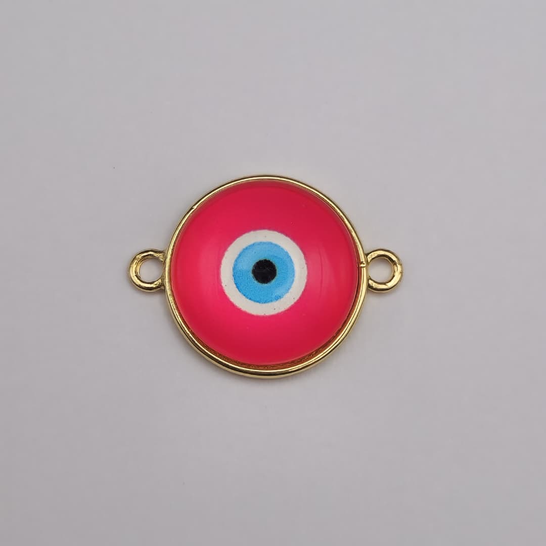 ORO CHINO CONECTOR OJO TURCO FUCSIA