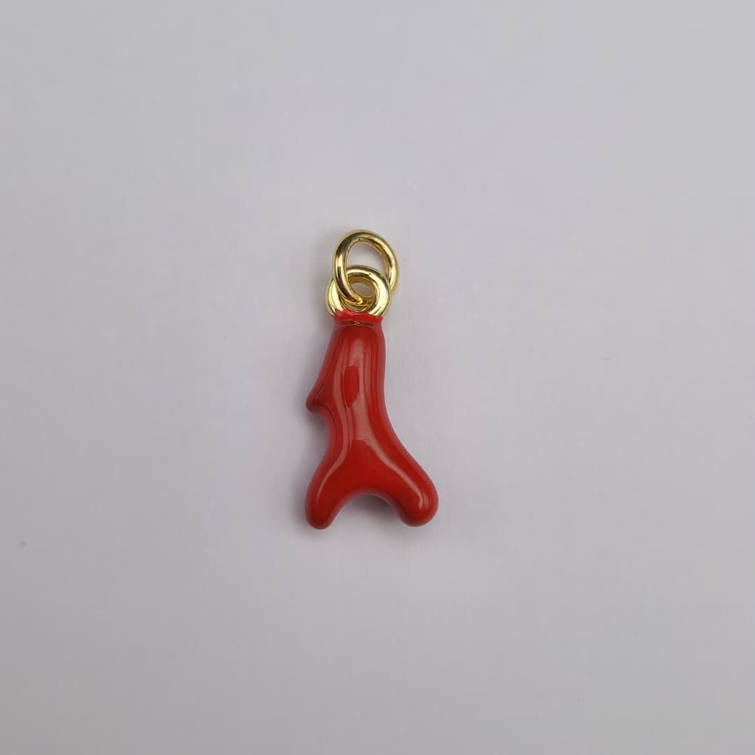 ORO CHINO DIJE CORAL ROJO 2