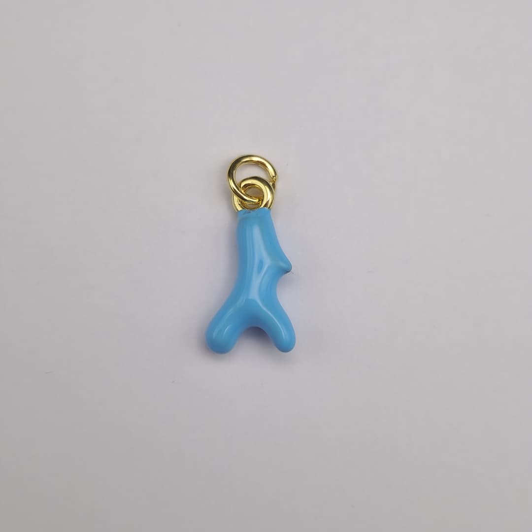 ORO CHINO DIJE DE CORAL AZUL CLARO 2