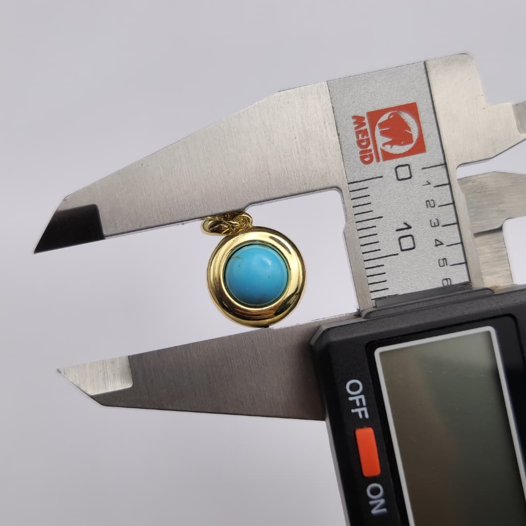 ORO CHINO DIJE CIRCULAR CON PUNTO TURQUESA 3