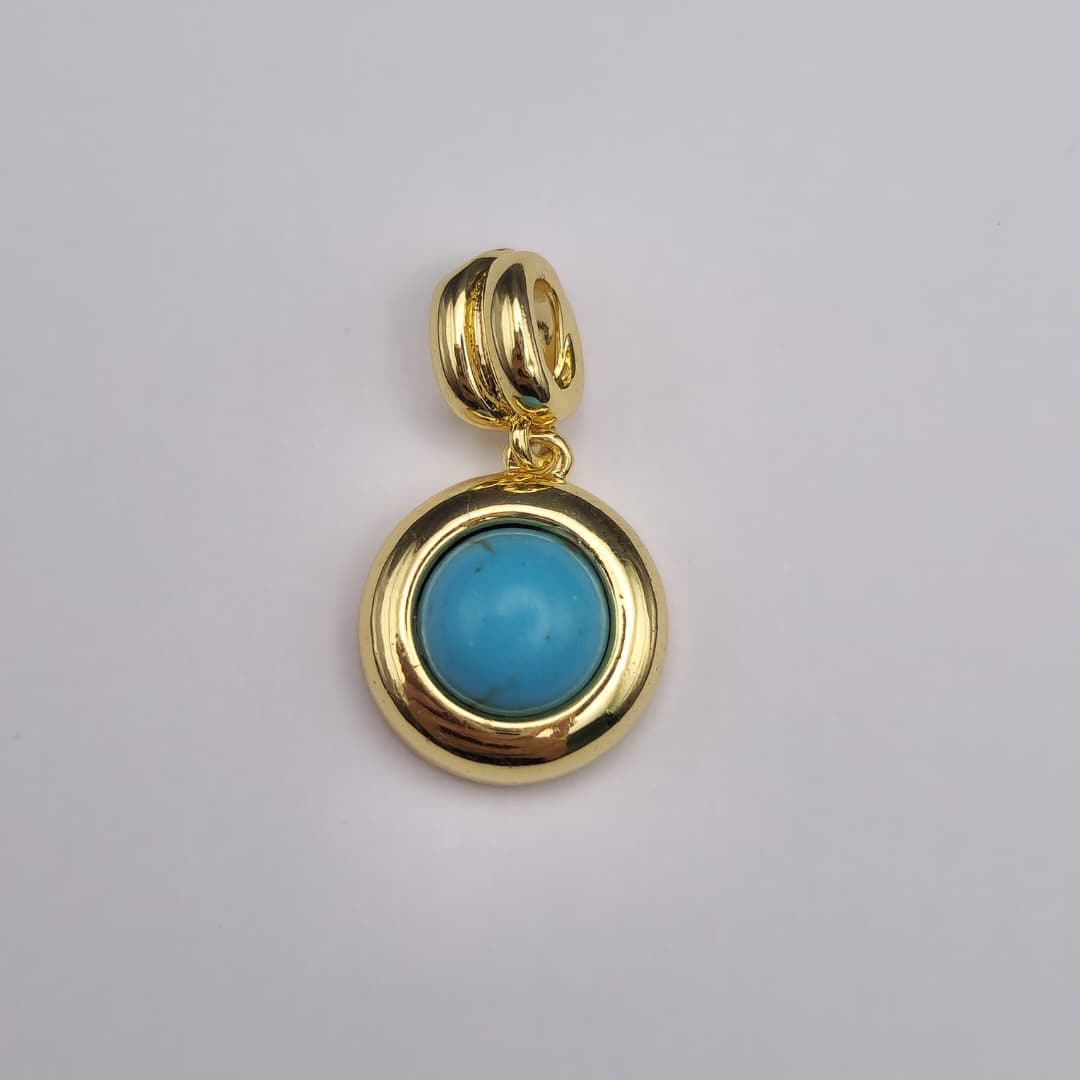 ORO CHINO DIJE CIRCULAR CON PUNTO TURQUESA