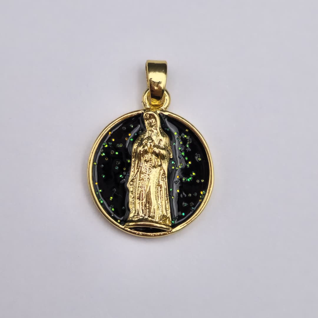 ORO CHINO DIJE VIRGEN LA MILAGROSA FONDO NEGRO