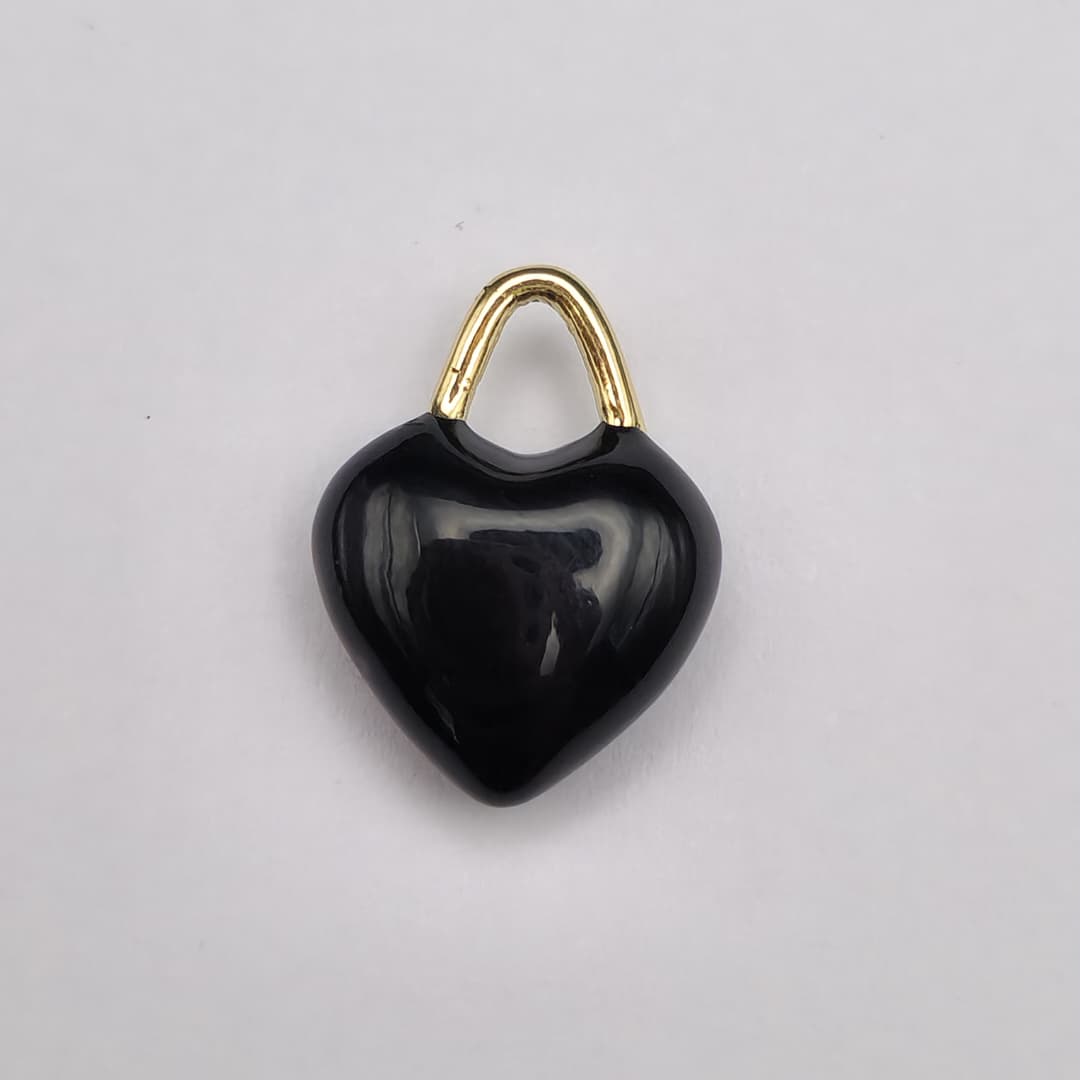 DIJE ORO CHINO CORAZON NEGRO