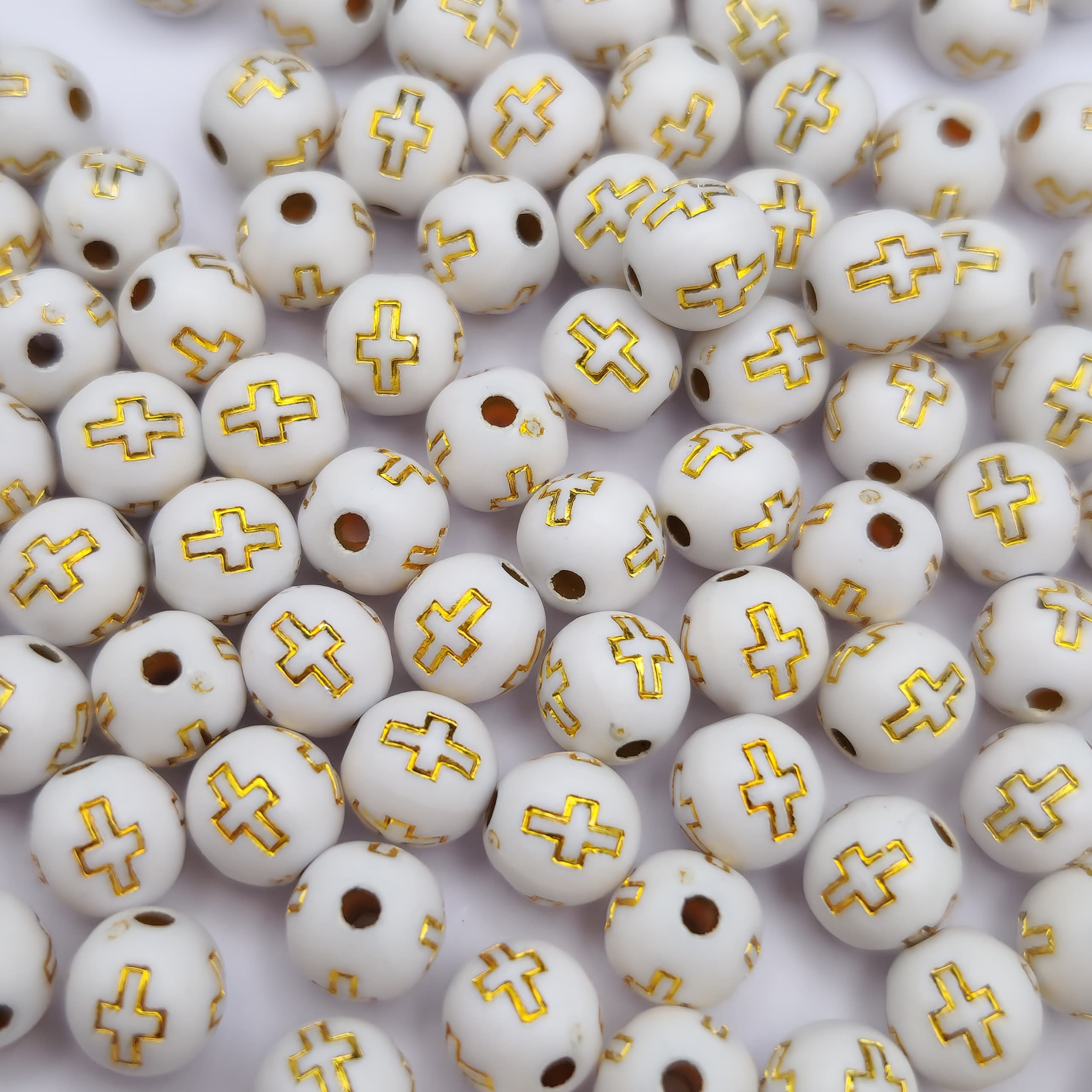 BOLSA 30UND ESFERA BLANCA CRUZ DORADA