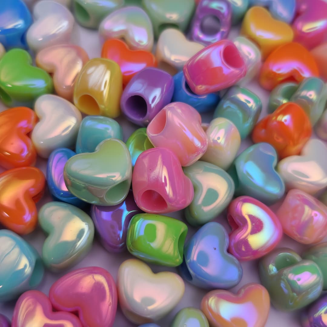 BOLSA  UND CORAZON PASADOR DE COLORES TORNASOL 15MM
