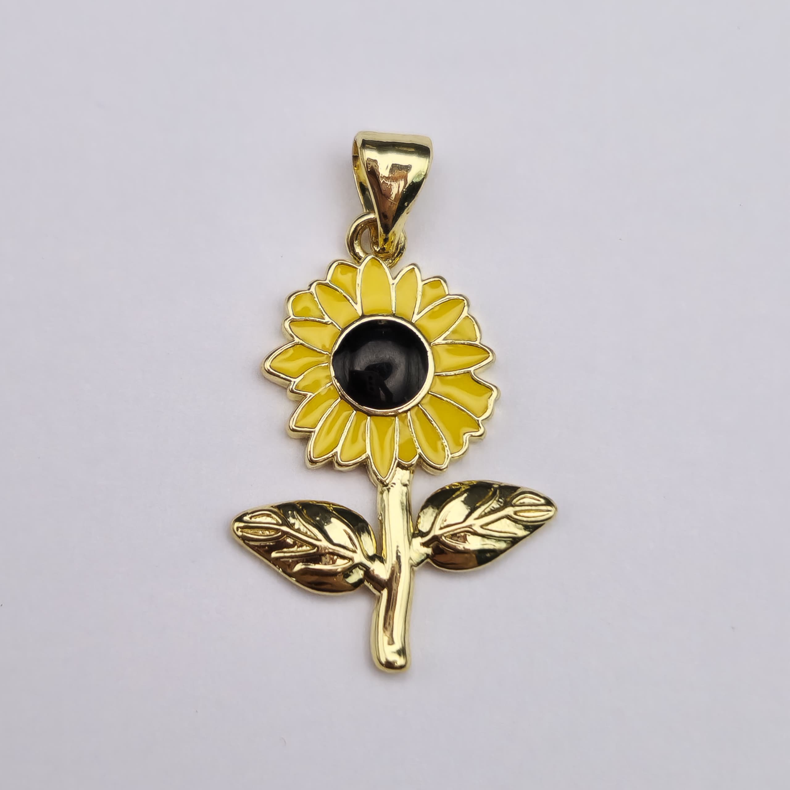 ORO BAñO 18K DIJE GIRASOL AMARILLO