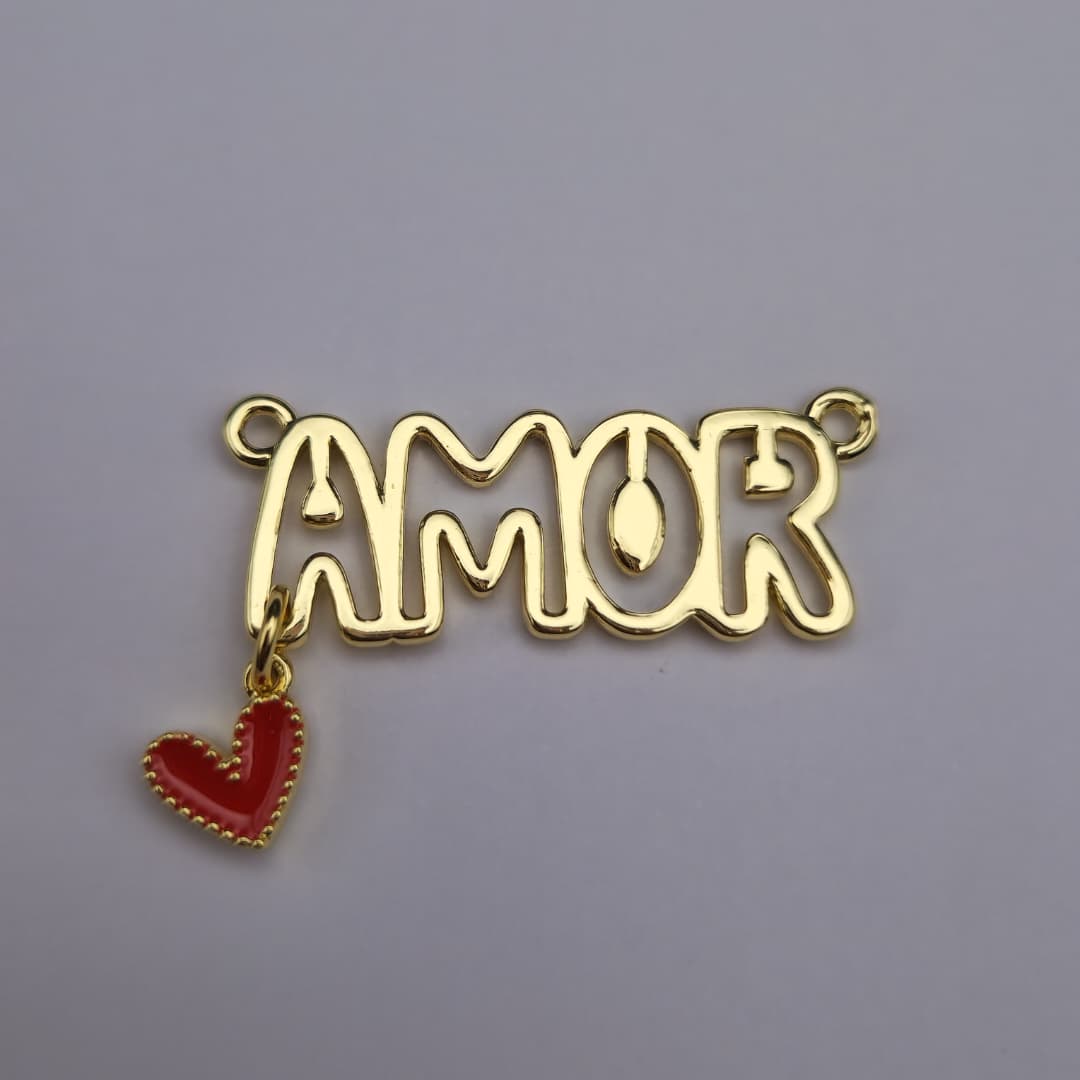 ORO BAñO 18K CONECTOR AMOR CON CORAZON